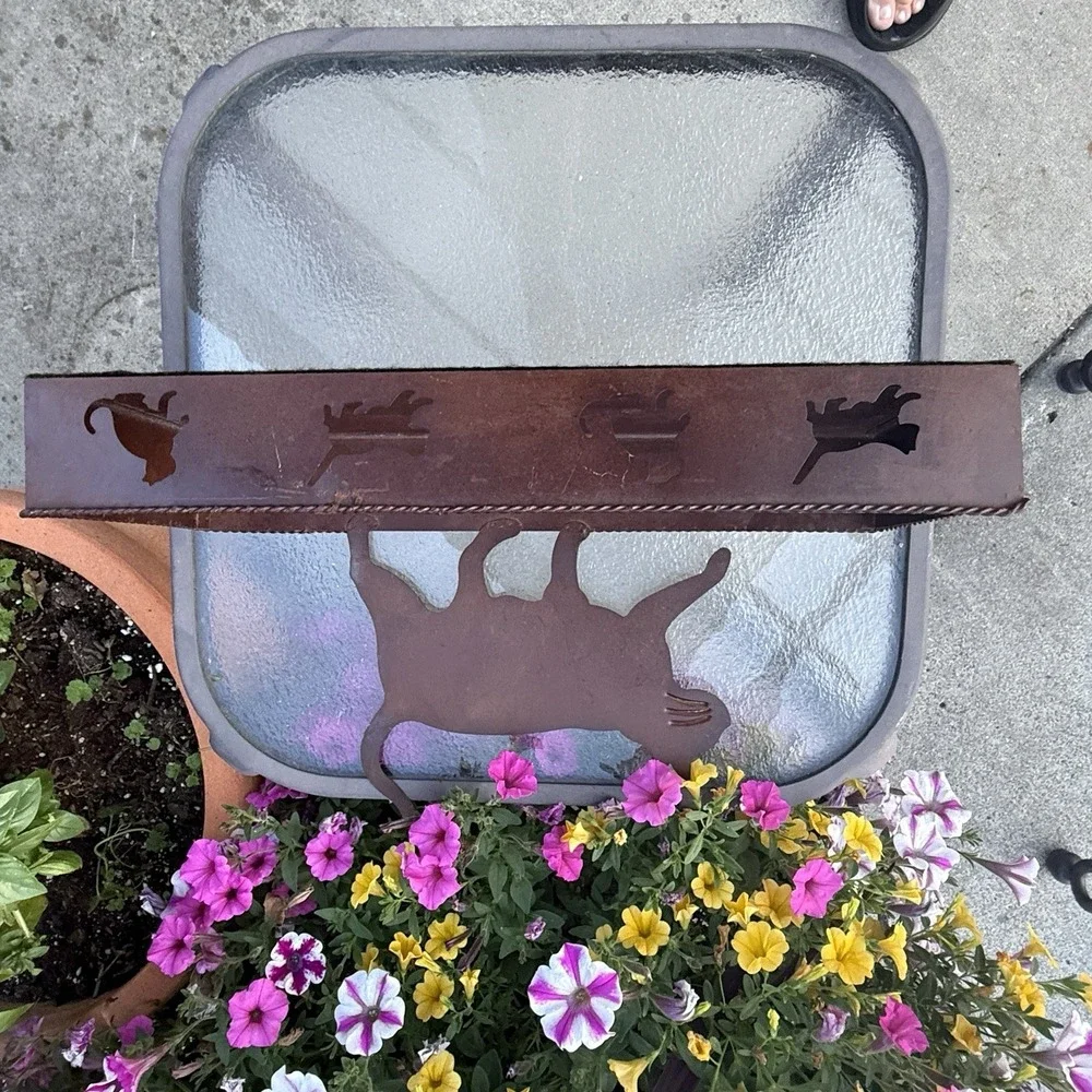 Metal Cat Shelf Sitter Wall Hanging Storage Planter Farmhouse Cottage